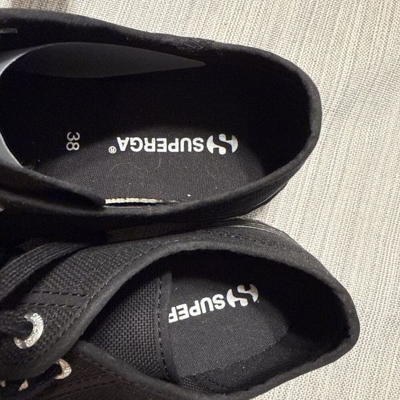 Superga Women's 7.5 Men 6  Stripe Sneaker Full Black 2630 - Picture 3 of 11